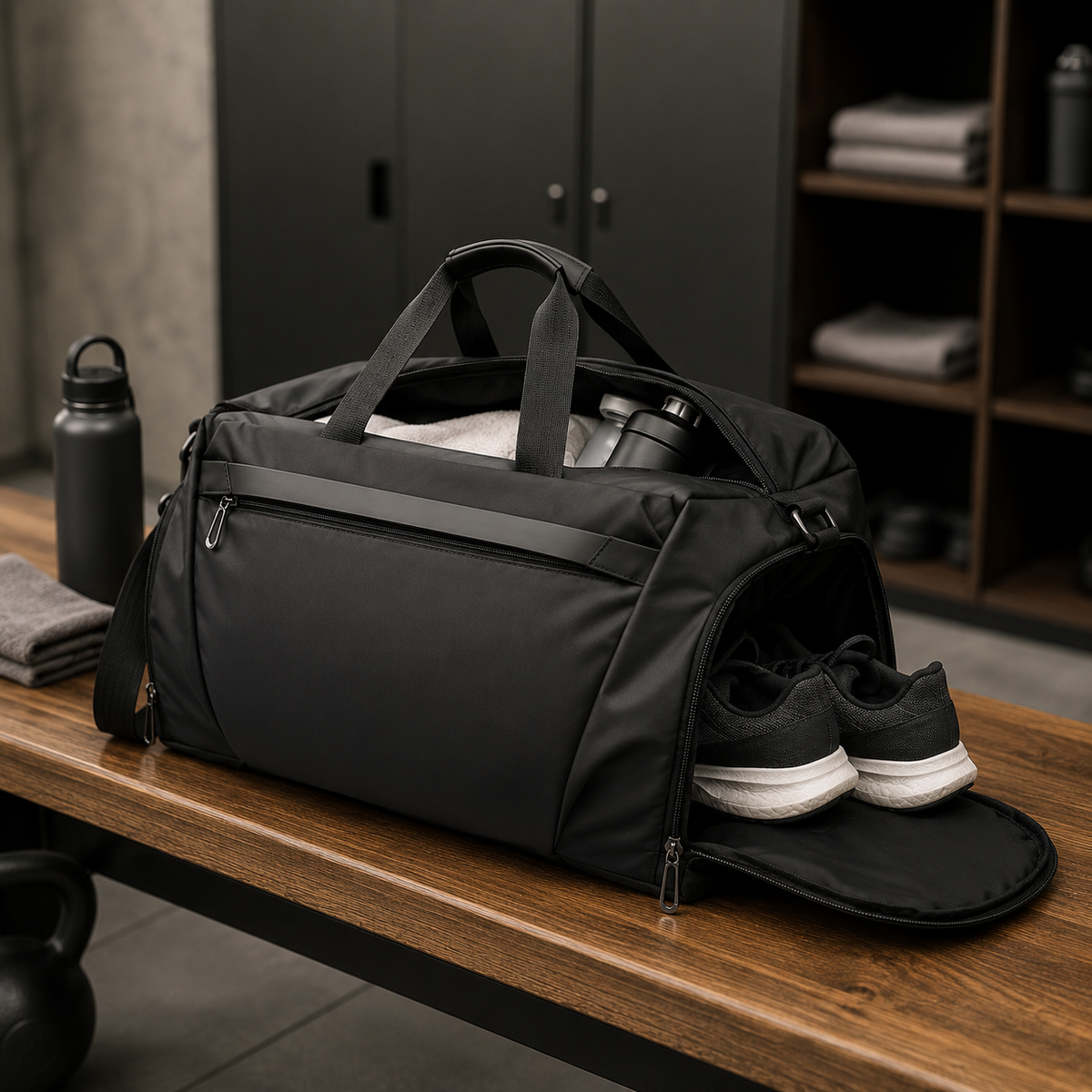 Gym Duffel Bag with Ventilated Shoe Compartment and Wet Dry Divider All Vera Mart