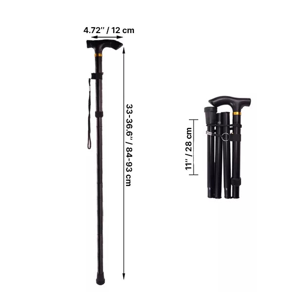 Telescopic Walking Stick with Ergonomic Grip and Rubber Tip, Aluminum Foldable All Vera Mart