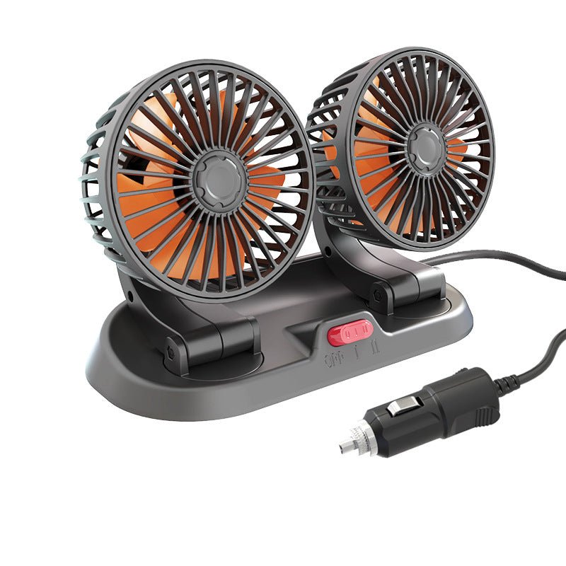 Dual Head Car Cooling Fan with 360-Degree Rotation and Two Speed Control All Vera Mart