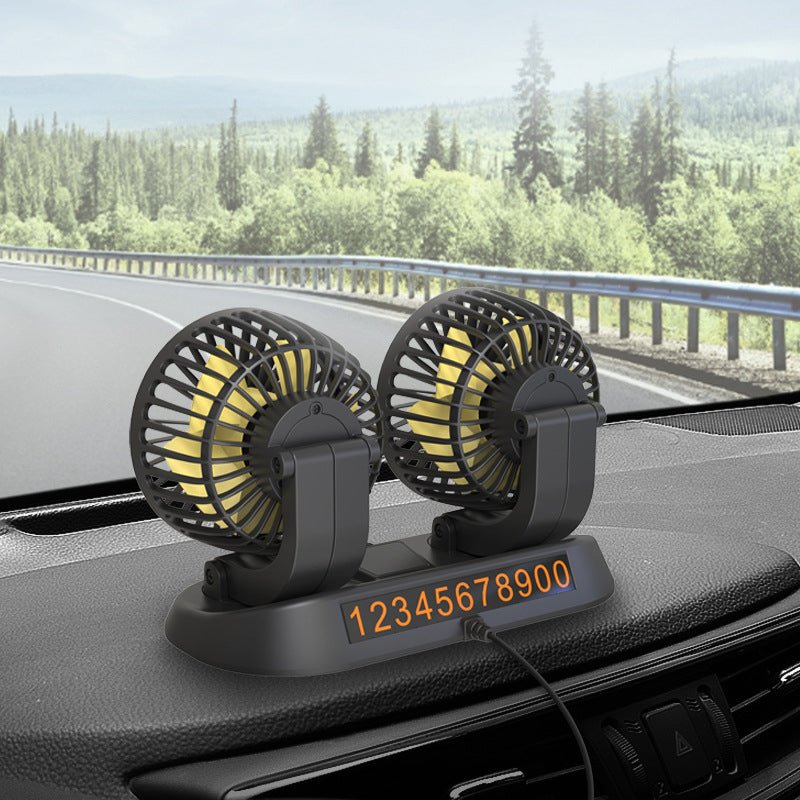 Dual Head Car Cooling Fan with 360-Degree Rotation and Two Speed Control All Vera Mart