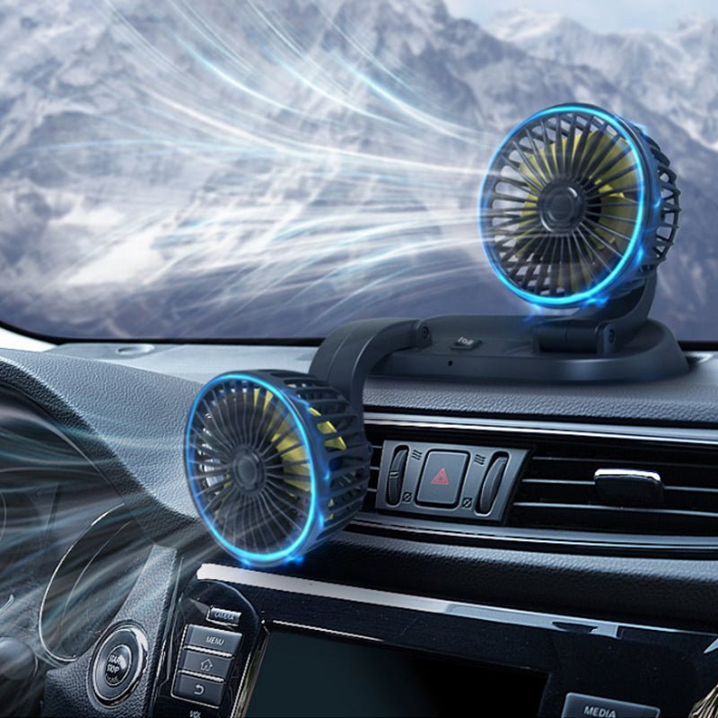 Dual Head Car Cooling Fan with 360-Degree Rotation and Two Speed Control All Vera Mart