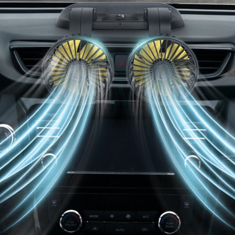 Dual Head Car Cooling Fan with 360-Degree Rotation and Two Speed Control All Vera Mart