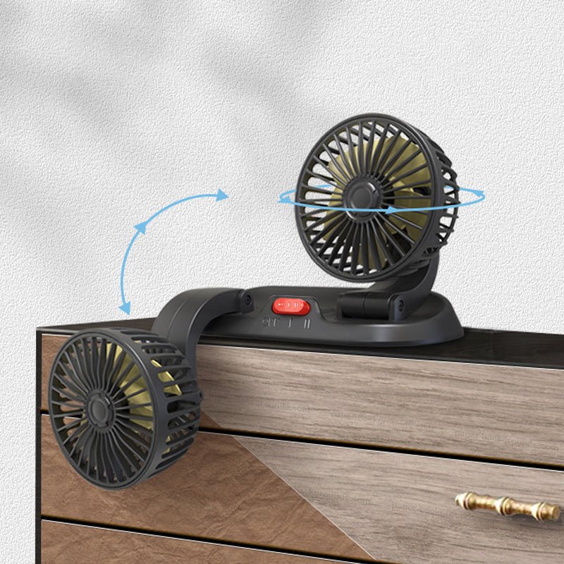 Dual Head Car Cooling Fan with 360-Degree Rotation and Two Speed Control All Vera Mart
