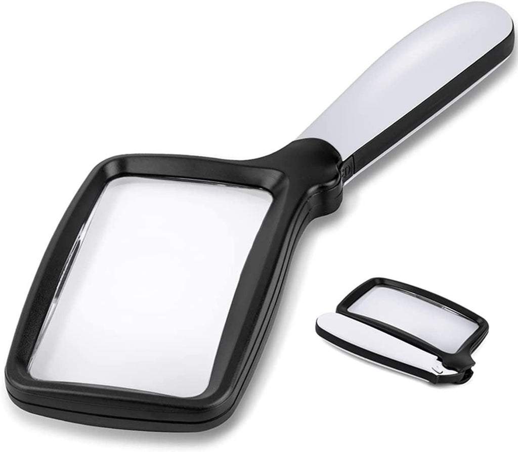 Foldable Magnifier with 5 LED Lights and 3x Magnification for Reading Small Text All Vera Mart