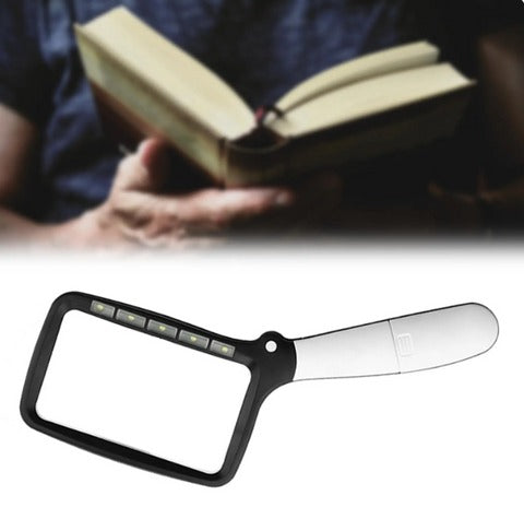 Foldable Magnifier with 5 LED Lights and 3x Magnification for Reading Small Text All Vera Mart