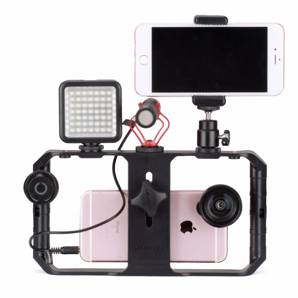 Mobile Phone Video Rig with Cold Shoe Mounts and Ergonomic Handle All Vera Mart