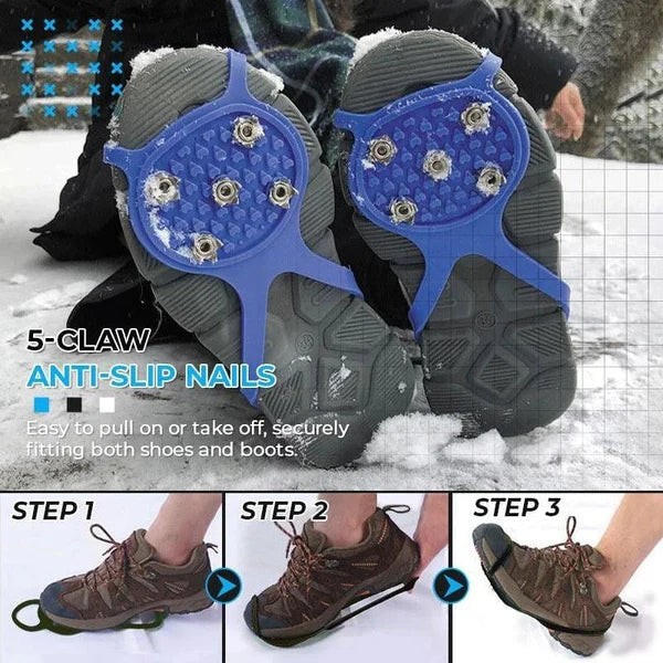 Ice Traction Cleats with Five Steel Spikes and Stretchy Rubber Design All Vera Mart