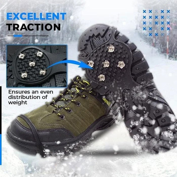 Ice Traction Cleats with Five Steel Spikes and Stretchy Rubber Design All Vera Mart