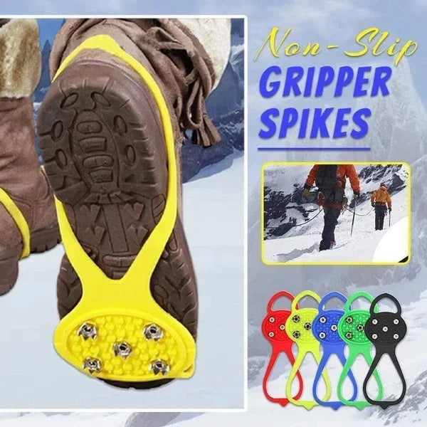 Ice Traction Cleats with Five Steel Spikes and Stretchy Rubber Design All Vera Mart