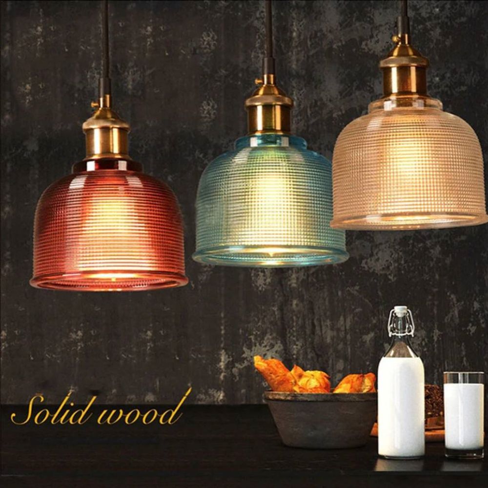 Glass Pendant Light with Adjustable Cable and Iron Frame for Indoor Dining All Vera Mart