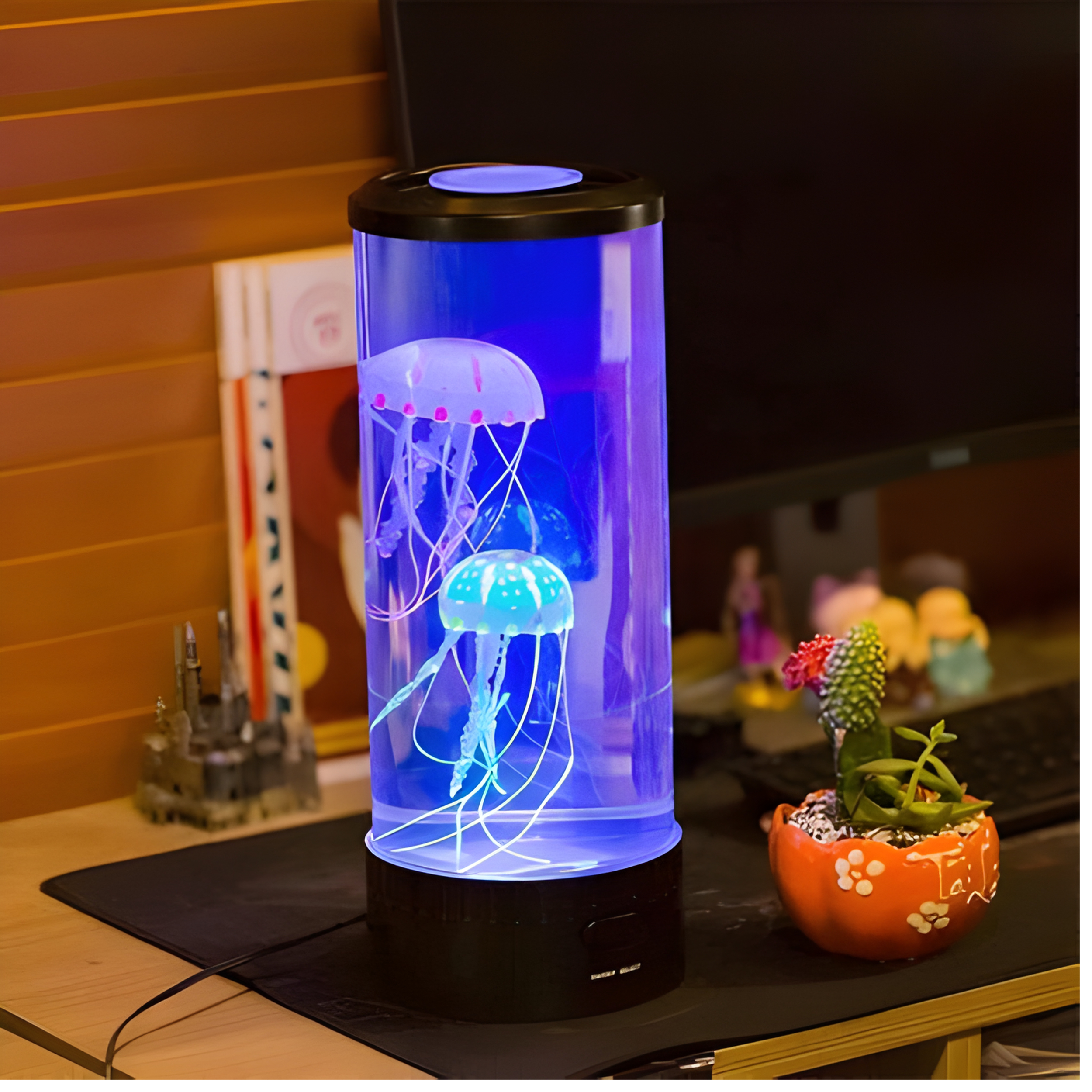 Jellyfish Mood Lamp with 5 LED Colors and Floating Aquatic Display All Vera Mart