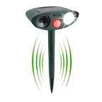 Solar Ultrasonic Repeller with a Motion Sensor, Flashing LED and a Ground Stake for Yards and Gardens