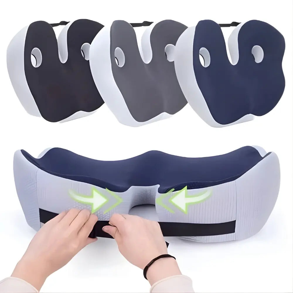 Memory Foam Seat Cushion with Repositionable Inserts and Breathable Cover, Non-Slip Base All Vera Mart