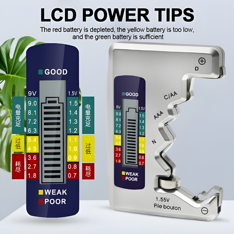 Digital Battery Tester for AA, AAA, C, D and 9V with Voltage Display All Vera Mart