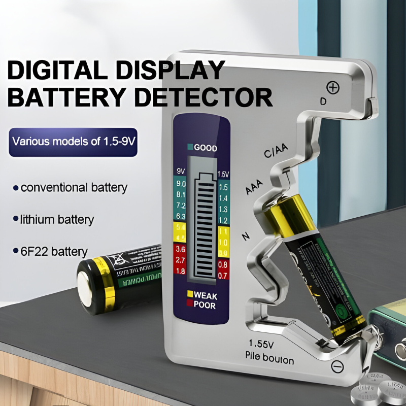 Digital Battery Tester for AA, AAA, C, D and 9V with Voltage Display All Vera Mart