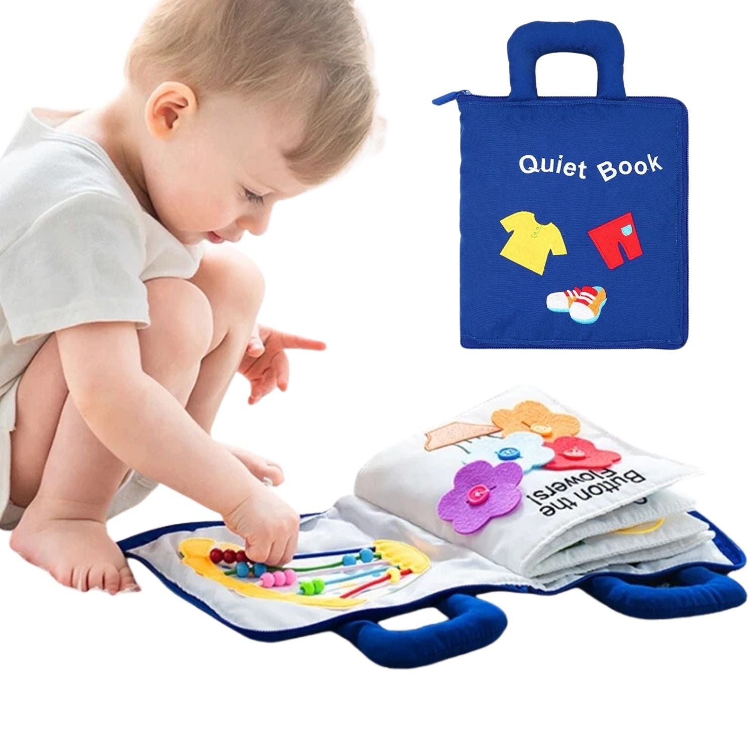 Soft Fabric Activity Book with Textured Shapes and Crinkly Tabs for Babies All Vera Mart