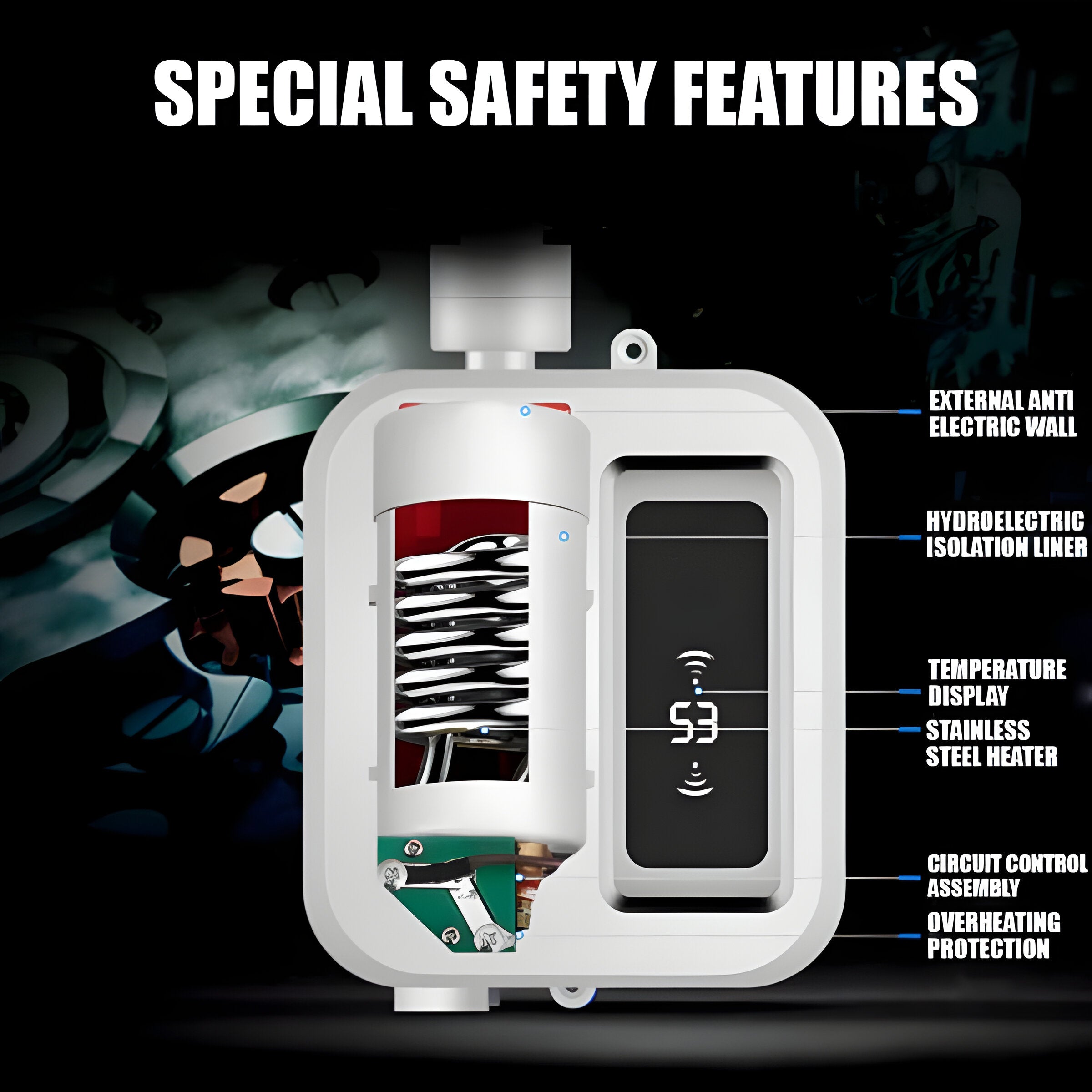 Instant Electric Water Heater with Digital Temperature Control and Leak Detection All Vera Mart