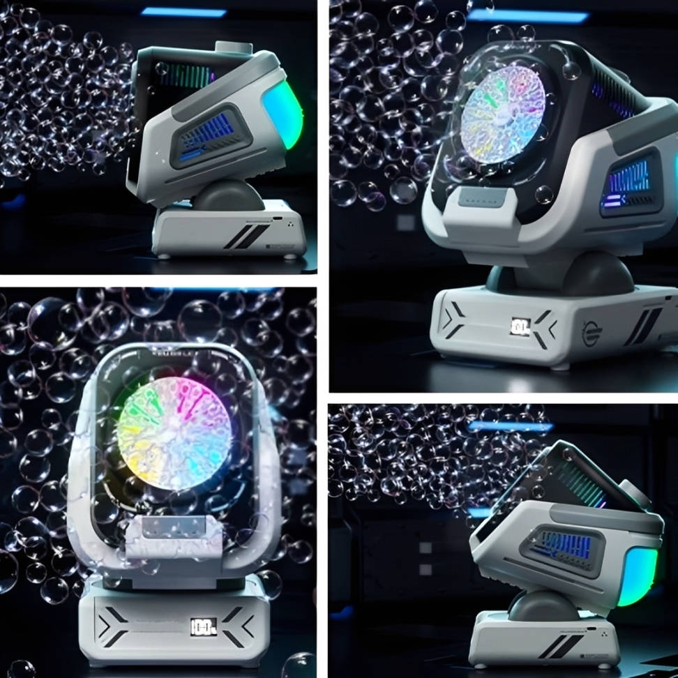 Automatic Bubble Machine with 150 Degree Rotation and RGB Lighting, 30000 Bubbles Per Minute All Vera Mart