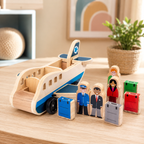 Wooden Push Pull Airplane with Pilot Figures and Montessori Design All Vera Mart