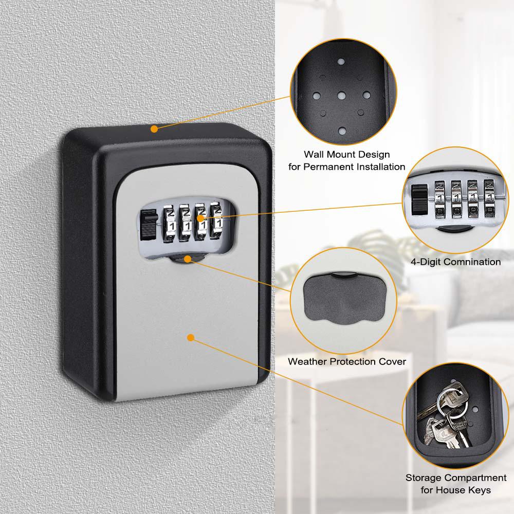 Wall Mount Key Storage Box with 4-Digit Combination and Shutter Cover All Vera Mart