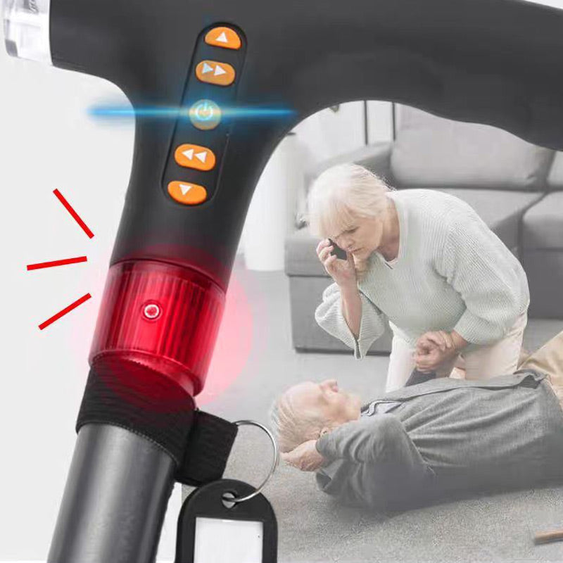 Adjustable Walking Stick with LED Flashlight and Built-in Radio, Emergency Signal All Vera Mart