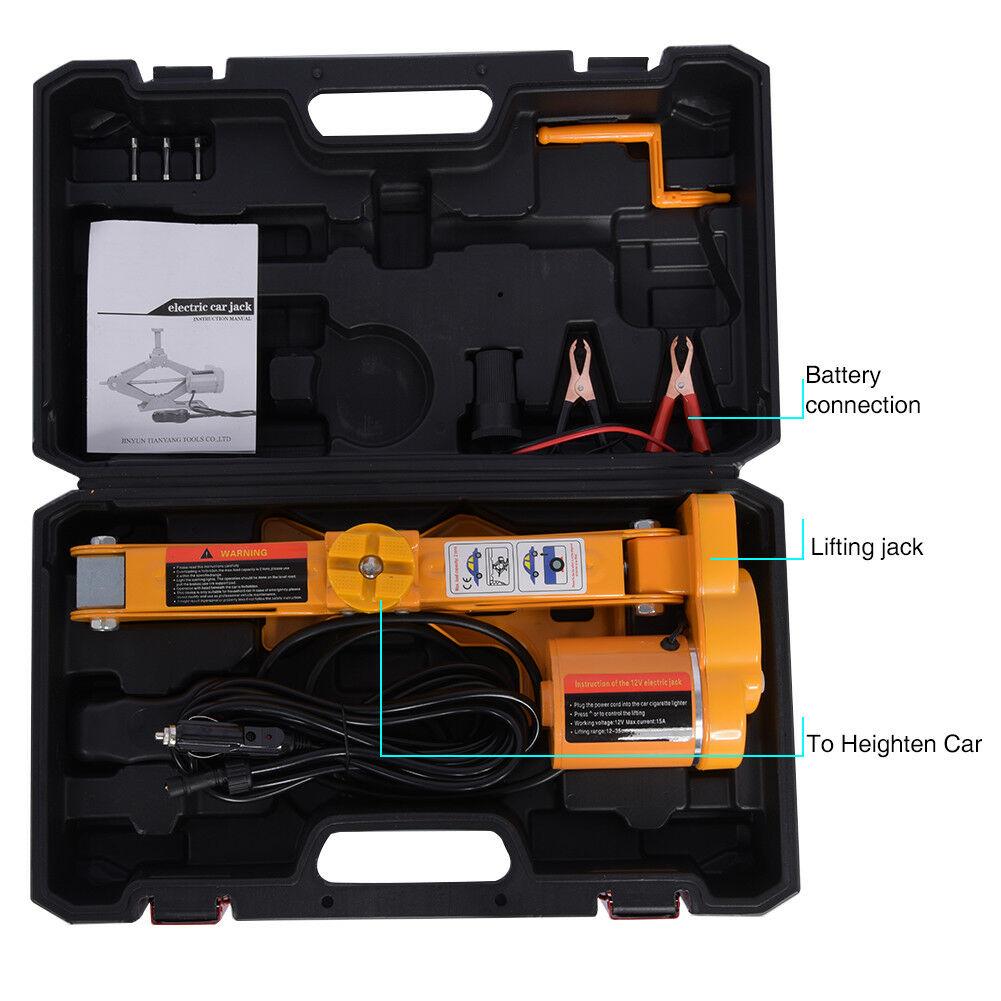 12V Electric Scissor Jack with Button Controller and Manual Crank, 4409 Pound Capacity All Vera Mart