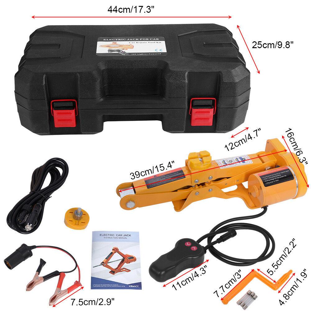 12V Electric Scissor Jack with Button Controller and Manual Crank, 4409 Pound Capacity All Vera Mart