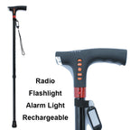 Adjustable Walking Stick with LED Flashlight and Built-in Radio, Emergency Signal All Vera Mart