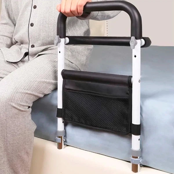 Bed Rail with Dual Handles and Storage Pouch, Adjustable Height All Vera Mart