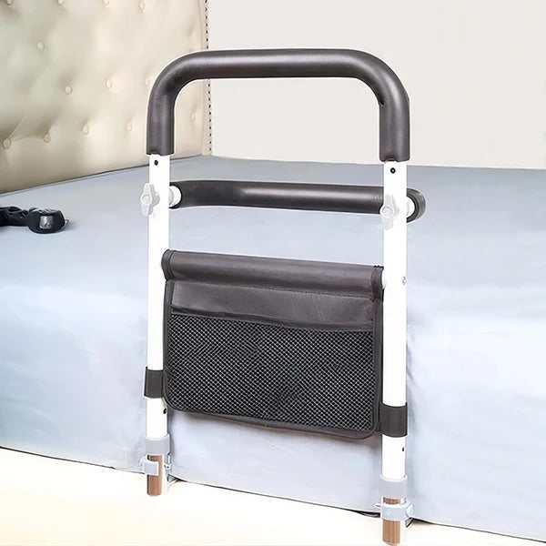 Bed Rail with Dual Handles and Storage Pouch, Adjustable Height All Vera Mart