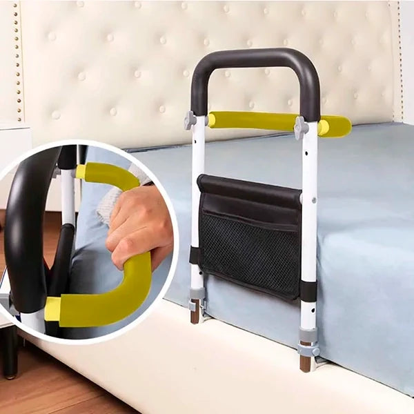 Bed Rail with Dual Handles and Storage Pouch, Adjustable Height All Vera Mart