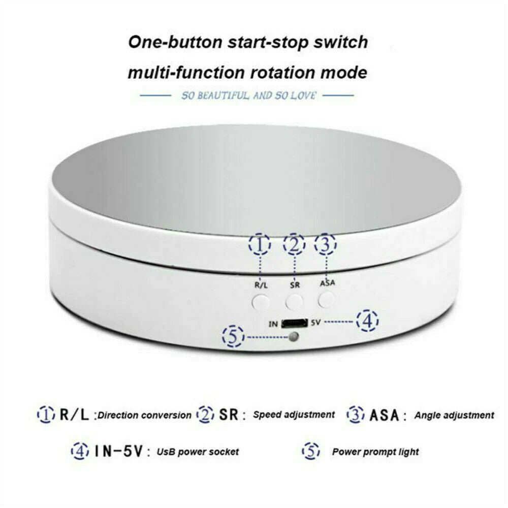 Motorized Product Turntable with Adjustable Speed and Angle Settings for Video All Vera Mart