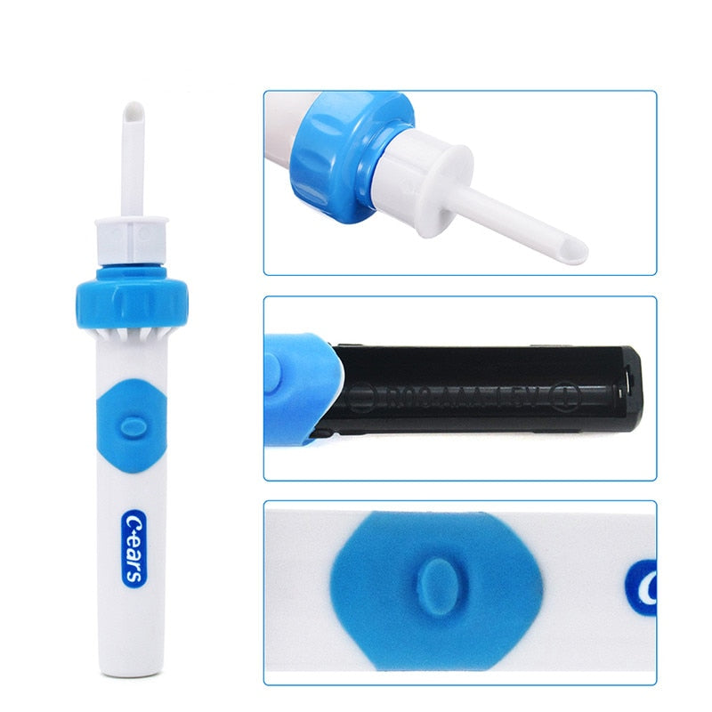 Electric Ear Cleaner with Gentle Suction and Flexible Silicone Tips, Cordless Battery Powered All Vera Mart