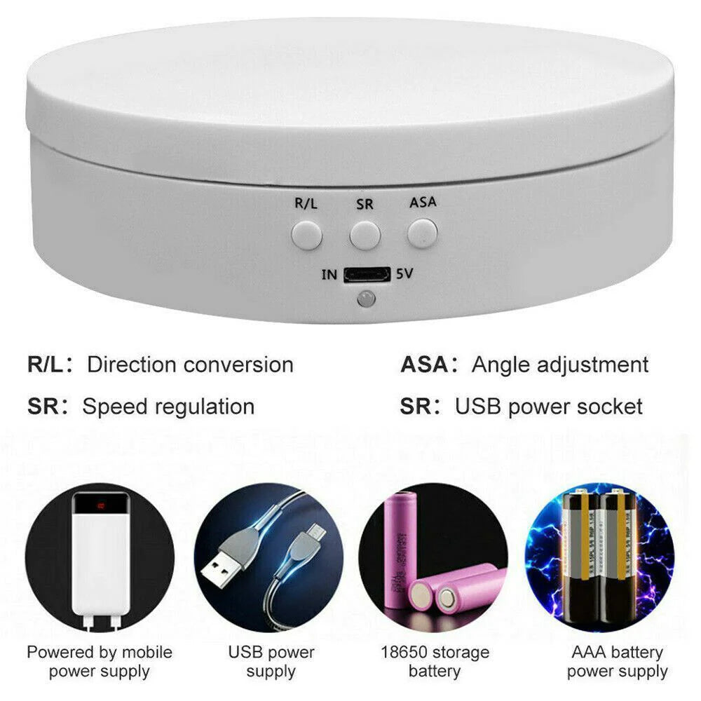 Motorized Product Turntable with Adjustable Speed and Angle Settings for Video All Vera Mart