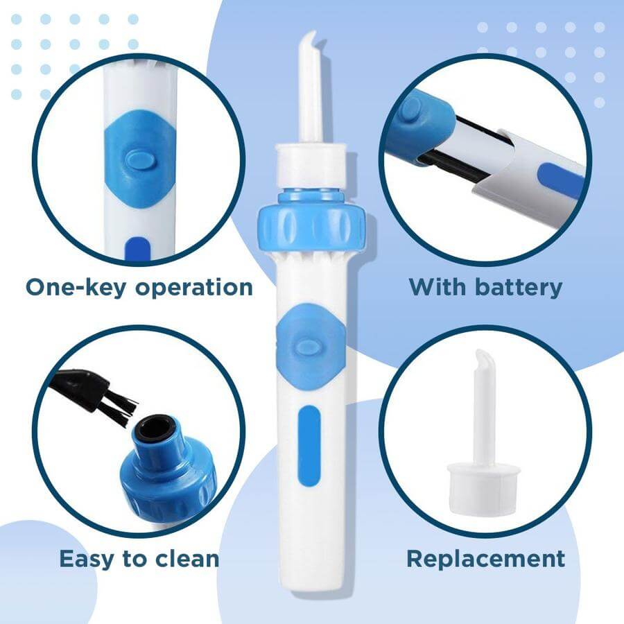 Electric Ear Cleaner with Gentle Suction and Flexible Silicone Tips, Cordless Battery Powered All Vera Mart