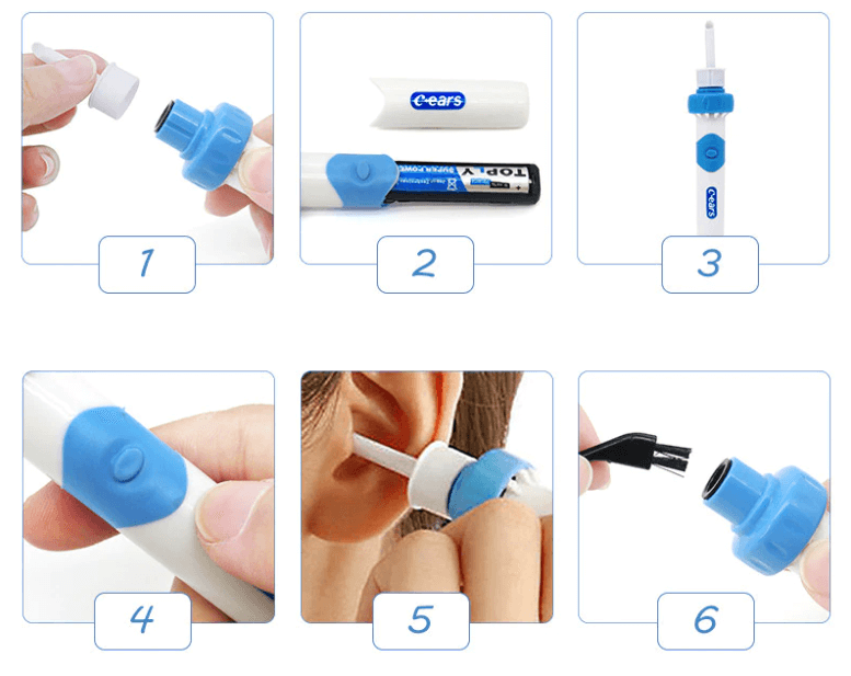 Electric Ear Cleaner with Gentle Suction and Flexible Silicone Tips, Cordless Battery Powered All Vera Mart