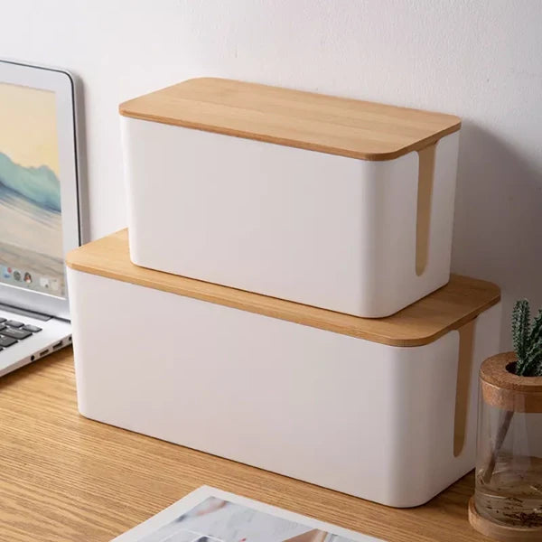 Cable Storage Box with Hinged Lid and Ventilation Slots All Vera Mart
