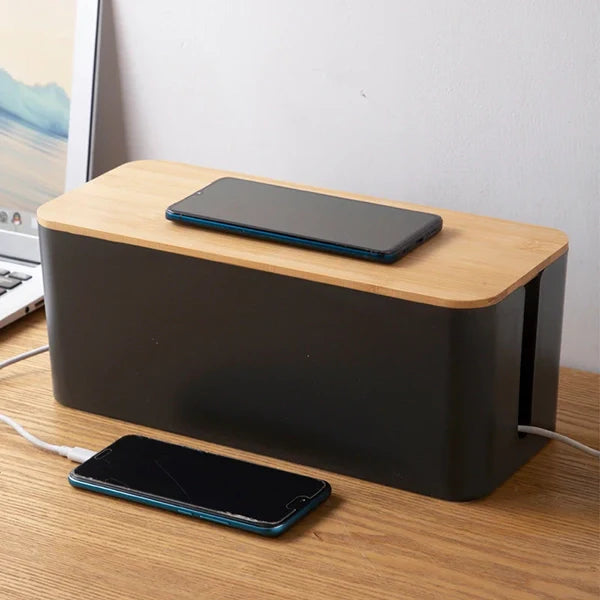 Cable Storage Box with Hinged Lid and Ventilation Slots All Vera Mart