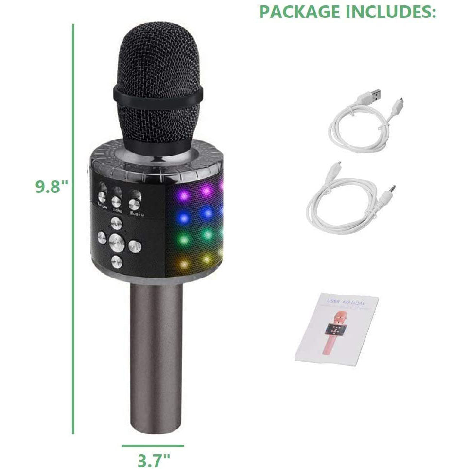 Wireless Karaoke Microphone with LED Lights and Noise Cancellation, Rechargeable All Vera Mart