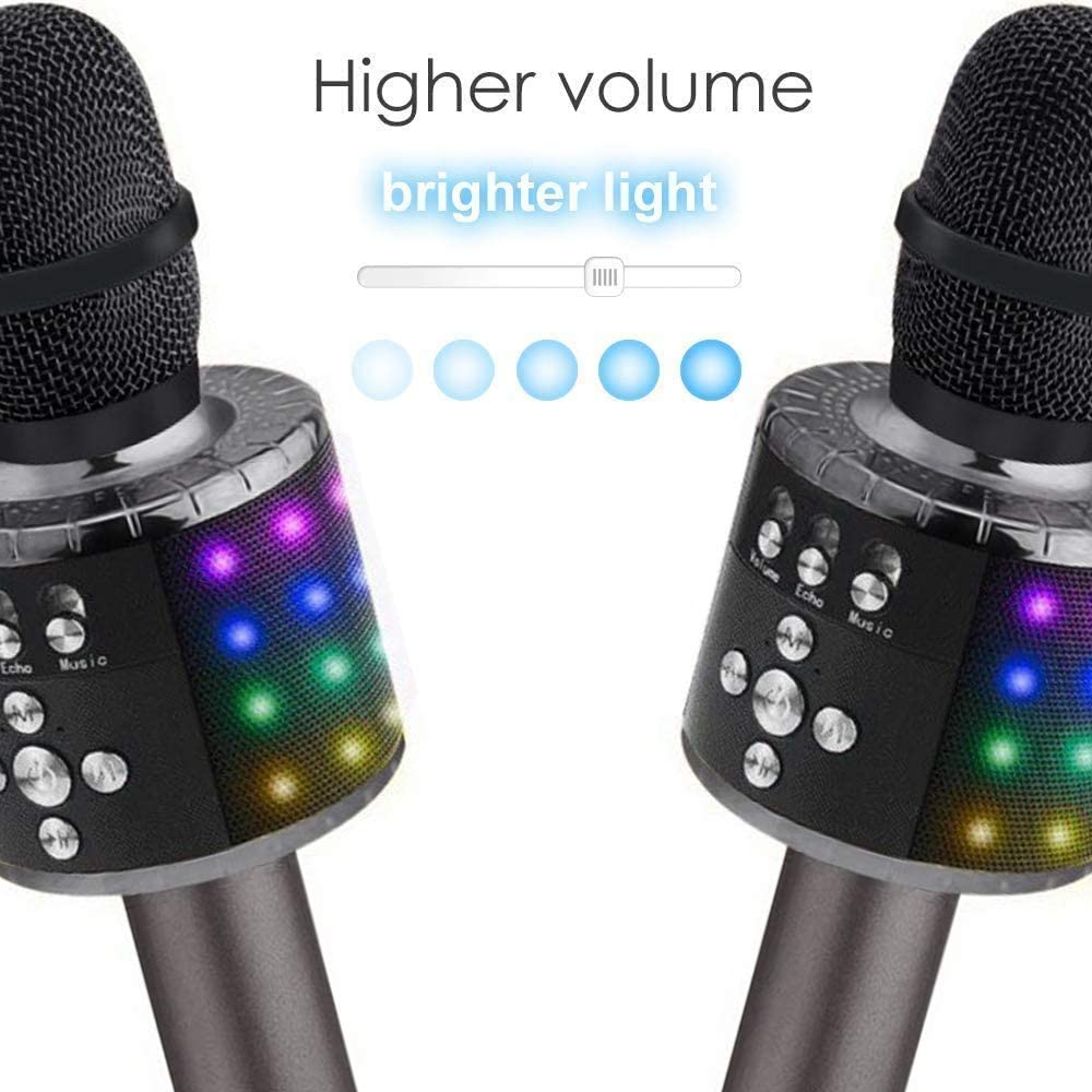Wireless Karaoke Microphone with LED Lights and Noise Cancellation, Rechargeable All Vera Mart