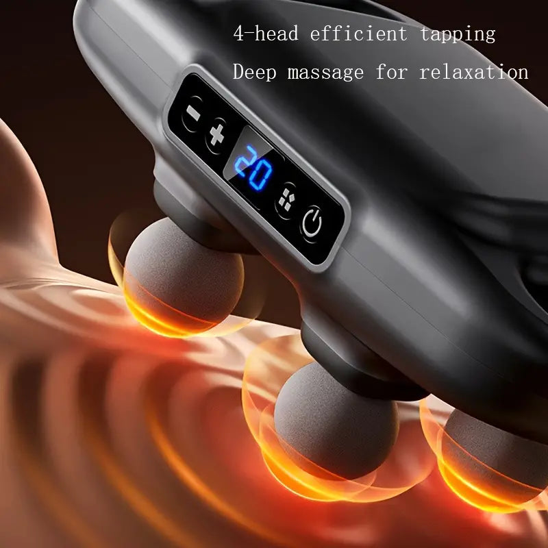 Handheld Massage Gun with 4 Interchangeable Heads and 20 Speed Settings All Vera Mart