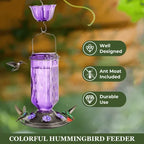 Glass Hummingbird Feeder with Six Flower Ports and Ant Moat, 24oz Capacity All Vera Mart