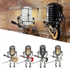 Retro Microphone Lamp with Articulated Joints and Robot Accent, LED Compatible All Vera Mart