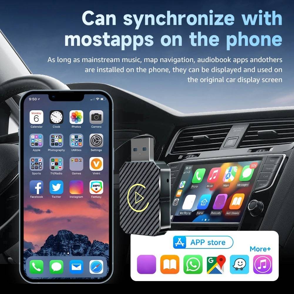 CarPlay Wireless Adapter with Dual Band Technology and Auto Reconnect All Vera Mart