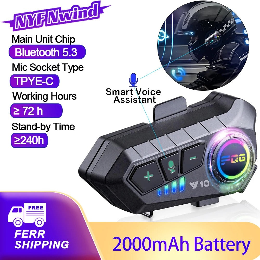 Motorcycle Helmet Headset with Dual Device Pairing and Voice Command All Vera Mart