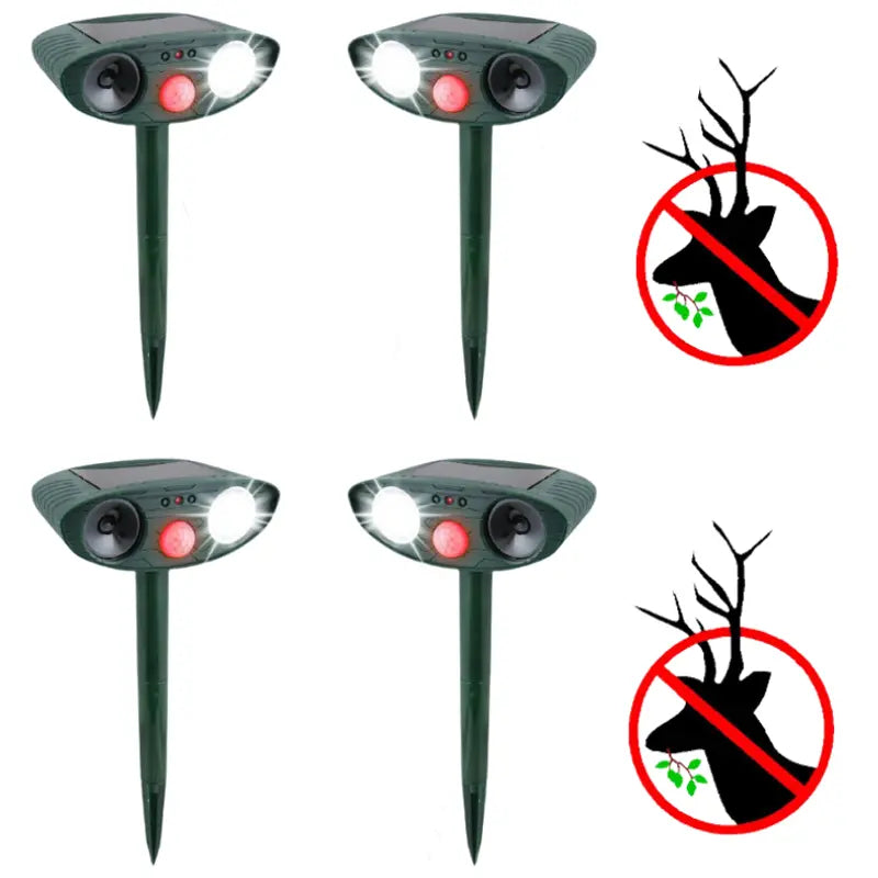 Solar Ultrasonic Deer Repeller with Motion Sensor and Dual Speakers, Weather Resistant All Vera Mart