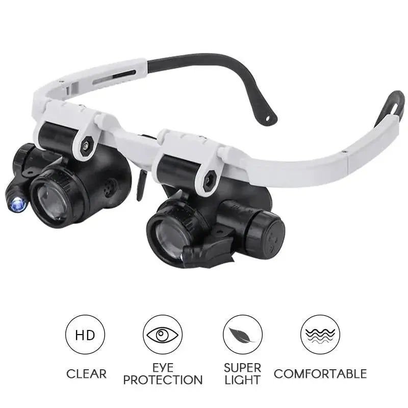 LED Headband Magnifier with 8x 15x 23x Lenses and Dual Adjustable LEDs, Detachable Frame All Vera Mart