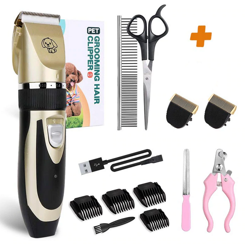 Rechargeable Pet Grooming Clipper with Ceramic Blade and 4 Guide Combs All Vera Mart