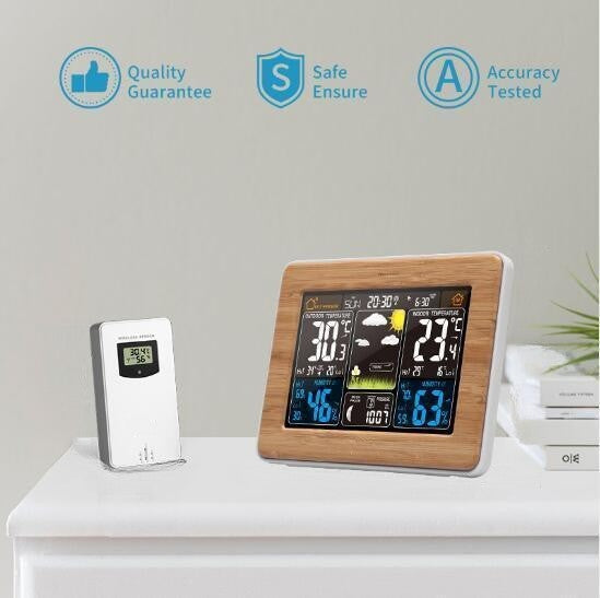Weather Station with Wireless Outdoor Sensor and Atomic Time Sync, Color Display All Vera Mart