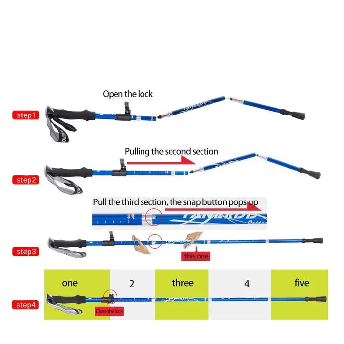 Telescoping Trekking Poles with Aluminium Construction and Ergonomic Handles All Vera Mart